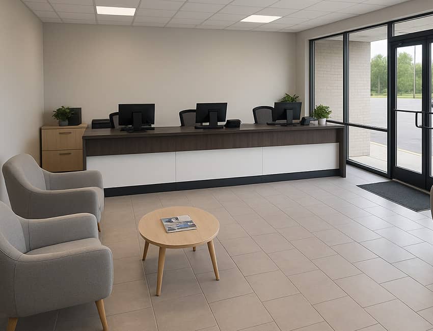 Hucknall Vehicle Rentals office lobby